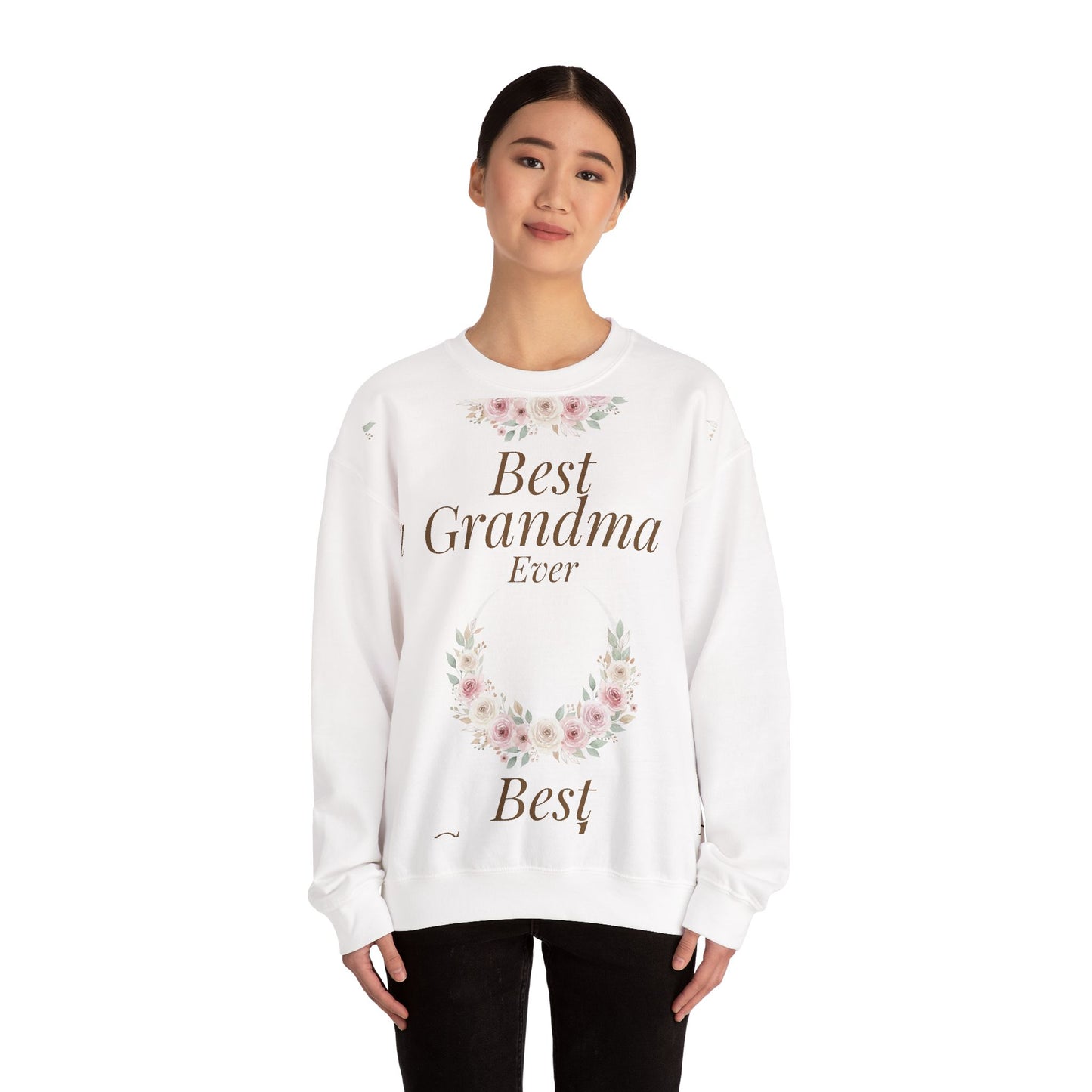 Grandma Sweatshirt - "Best Grandma Ever" Floral Pullover Gift